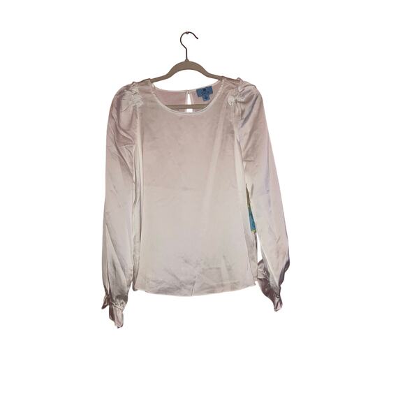 NWT Cece white satin ruffle sleeve blouse size medium - Picture 1 of 6